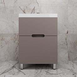 Style Line Тумба с раковиной Матис 60 тауп темный – фотография-2